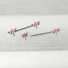 Load image into Gallery viewer, 14G 5/8 Pink Gem Simple Styled Dragonfly Barbell Nipple Ring Set
