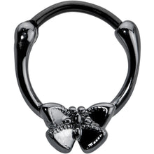 Load image into Gallery viewer, 16G 3/8 Black Textured Simple Butterfly Cartilage Clicker

