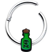 Load image into Gallery viewer, 16G 3/8 Poison Green Bottle Glow in the Dark Hinged Segment Ring
