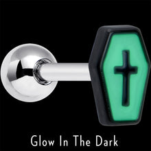 Load image into Gallery viewer, 16G 1/4 Creepy Coffin Lt Purple Glow in Dark Cartilage Earring
