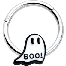 Load image into Gallery viewer, 16G 3/8 White Ghost Glow in the Dark Halloween Hinged Segment Ring
