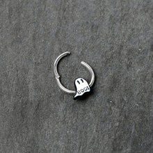 Load image into Gallery viewer, 16G 3/8 White Ghost Glow in the Dark Halloween Hinged Segment Ring
