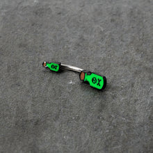 Load image into Gallery viewer, Halloween Green Poison Bottle Glow in the Dark Double Mount Belly Ring
