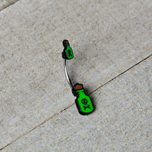 Load image into Gallery viewer, Halloween Green Poison Bottle Glow in the Dark Double Mount Belly Ring
