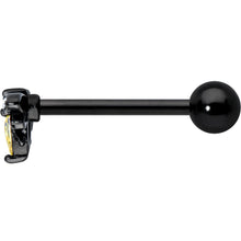 Load image into Gallery viewer, Clear Yellow Gem Black Butterfly Barbell Tongue Ring
