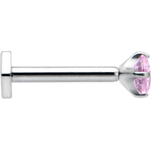 Load image into Gallery viewer, 16G 5/16 Pink CZ Gem ASTM F-136 Implant Grade Titanium Hex End Labret Tragus
