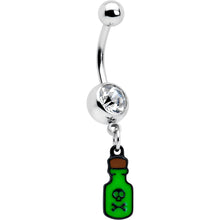 Load image into Gallery viewer, Clear Gem Green Poison Bottle Glow in the Dark Dangle Belly Ring
