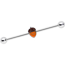 Load image into Gallery viewer, 14G Autumn Acorn Brown Orange Industrial Barbell 38mm

