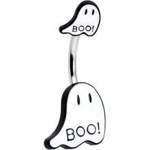 Load image into Gallery viewer, Halloween White Glow in the Dark Ghosts Double Mount Belly Ring
