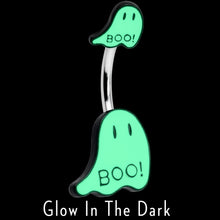 Load image into Gallery viewer, Halloween White Glow in the Dark Ghosts Double Mount Belly Ring
