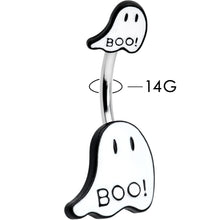 Load image into Gallery viewer, Halloween White Glow in the Dark Ghosts Double Mount Belly Ring
