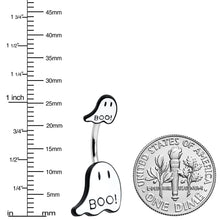 Load image into Gallery viewer, Halloween White Glow in the Dark Ghosts Double Mount Belly Ring

