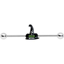 Load image into Gallery viewer, 14G Good Witch Hat Glow the Dark Halloween Industrial Barbell 38mm

