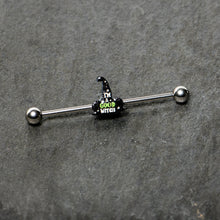 Load image into Gallery viewer, 14G Good Witch Hat Glow the Dark Halloween Industrial Barbell 38mm
