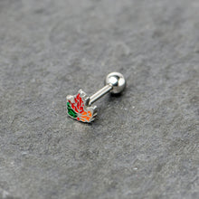 Load image into Gallery viewer, 16G 5/16 Autumn Tricolor Maple Leaf Cartilage Tragus Earring
