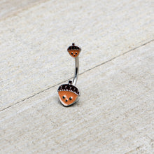 Load image into Gallery viewer, Autumn Acorn Face Brown Fall Double Mount Belly Ring
