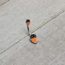 Load image into Gallery viewer, Autumn Acorn Brown Orange Fall Double Mount Belly Ring
