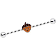 Load image into Gallery viewer, 14G Autumn Acorn Face Brown Fall Industrial Barbell 38mm
