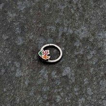 Load image into Gallery viewer, 16G 5/16 Tricolor Red Autumn Maple Leaf Hinged Segment Ring
