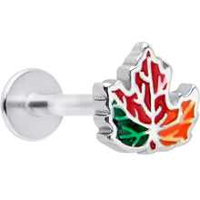 Load image into Gallery viewer, 16G 5/16 Autumn Tricolor Red Maple Leaf Labret Monroe Tragus
