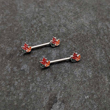 Load image into Gallery viewer, 14G 9/16 Autumn Tricolor Maple Leaf Barbell Nipple Ring Set
