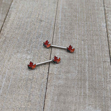 Load image into Gallery viewer, 14G 9/16 Autumn Tricolor Maple Leaf Barbell Nipple Ring Set
