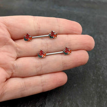 Load image into Gallery viewer, 14G 9/16 Autumn Tricolor Maple Leaf Barbell Nipple Ring Set
