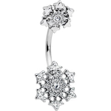 Load image into Gallery viewer, Clear Gem Filigree Winter Snowflakes Double Mount Belly Ring
