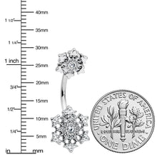 Load image into Gallery viewer, Clear Gem Filigree Winter Snowflakes Double Mount Belly Ring
