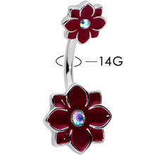 Load image into Gallery viewer, Aurora Gem Poinsettia Flower Festive Double Mount Belly Ring
