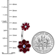Load image into Gallery viewer, Aurora Gem Poinsettia Flower Festive Double Mount Belly Ring
