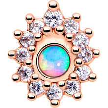 Load image into Gallery viewer, 20G 7mm White Synthetic Opal Rose Gold Tone Lush L Shape Nose Ring
