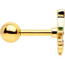 Load image into Gallery viewer, 16G 1/4 Red Gem Gold Tone Deco Holiday Tree Cartilage Earring
