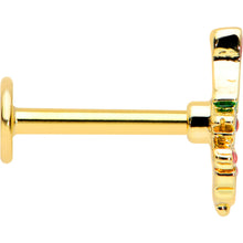 Load image into Gallery viewer, 16G 5/16 Red Gem Gold Tone Deco Holiday Tree Labret Monroe Tragus
