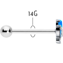 Load image into Gallery viewer, Blue Synthetic Opal Style Flower Barbell Tongue Ring

