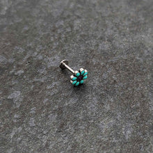 Load image into Gallery viewer, 16G 5/16 Blue Gem Flower Teal Petals Labret Monroe Tragus
