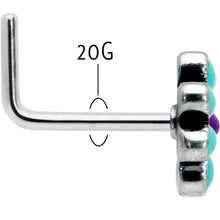 Load image into Gallery viewer, 20G 7mm Blue Gem Flower Teal Petals L Shape Nose Ring
