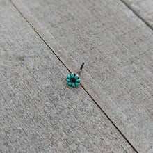 Load image into Gallery viewer, 20G 7mm Blue Gem Flower Teal Petals L Shape Nose Ring

