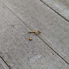 Load image into Gallery viewer, 16G 5/16 Red Gem Gold Tone Deco Holiday Tree Curved Eyebrow Ring
