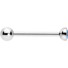 Load image into Gallery viewer, Blue CZ Gem ASTM F-136 Implant Grade Titanium Threadless Barbell Tongue Ring

