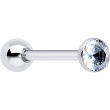 Load image into Gallery viewer, Clear CZ Gem ASTM F-136 Implant Grade Titanium Threadless Barbell Tongue Ring
