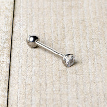 Load image into Gallery viewer, Clear CZ Gem ASTM F-136 Implant Grade Titanium Threadless Barbell Tongue Ring
