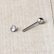 Load image into Gallery viewer, Clear CZ Gem ASTM F-136 Implant Grade Titanium Threadless Barbell Tongue Ring
