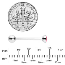Load image into Gallery viewer, Pink CZ Gem ASTM F-136 Implant Grade Titanium Threadless Barbell Tongue Ring
