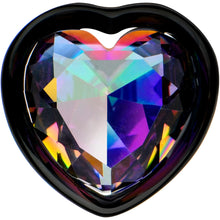 Load image into Gallery viewer, Medium Vitrail CZ Black Heart In Heart Double Flare Plug Set 8mm to 16mm
