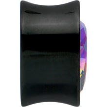 Load image into Gallery viewer, Medium Vitrail CZ Black Heart In Heart Double Flare Plug Set 8mm to 16mm
