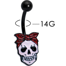 Load image into Gallery viewer, Black Halloween Skull Kerchief Spooky Belly Ring
