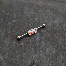 Load image into Gallery viewer, 14G Retro Halloween Boo Ghost Trio Industrial Barbell 38mm
