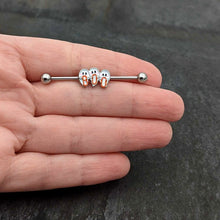 Load image into Gallery viewer, 14G Retro Halloween Boo Ghost Trio Industrial Barbell 38mm
