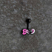 Load image into Gallery viewer, Black Boo Eyes Beauty Pink White Halloween Belly Ring
